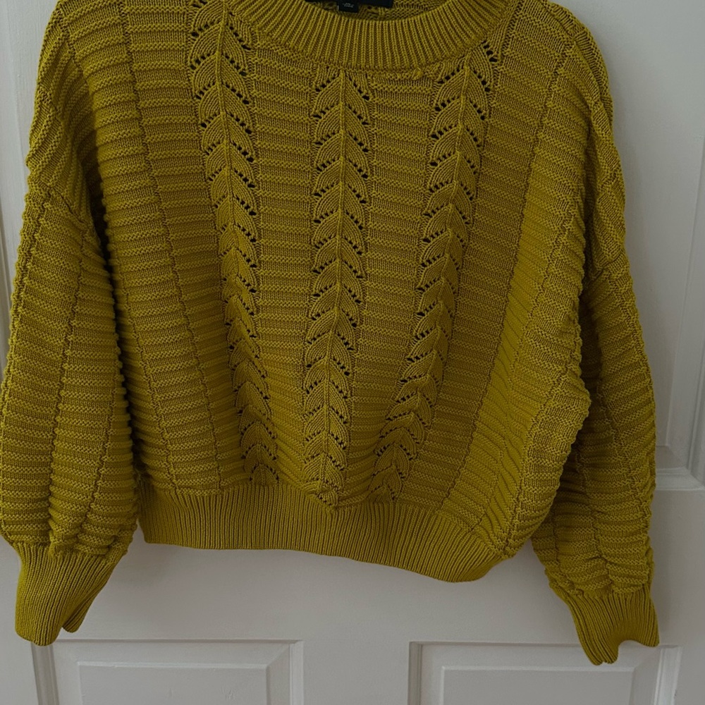 Marc New York Yellow Cable Knit Crew Neck Sweater